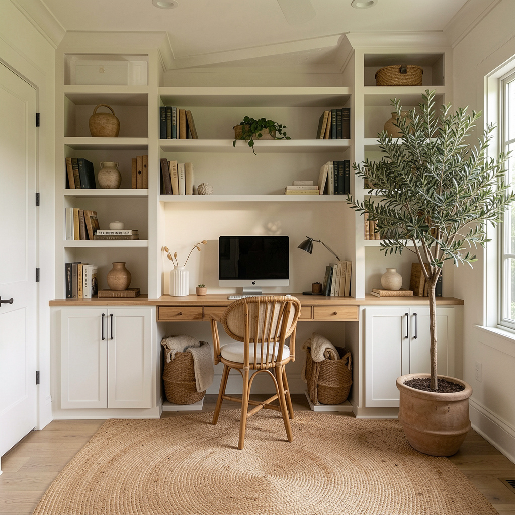 Sleek White Straight Home Office
