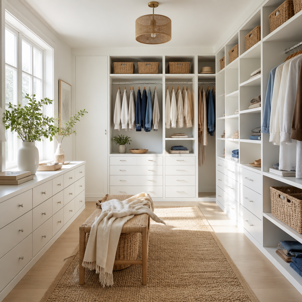 Sleek White Straight Wardrob Design