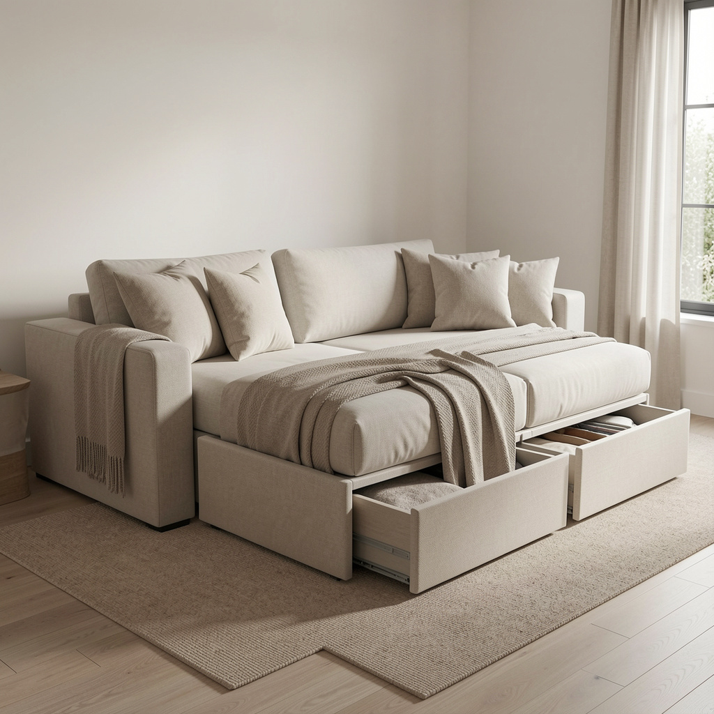 Rustic Beige Straight Modular Space Savings Furniture with Island