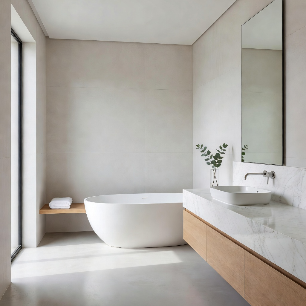 Sleek White StraightModern Bathroom design