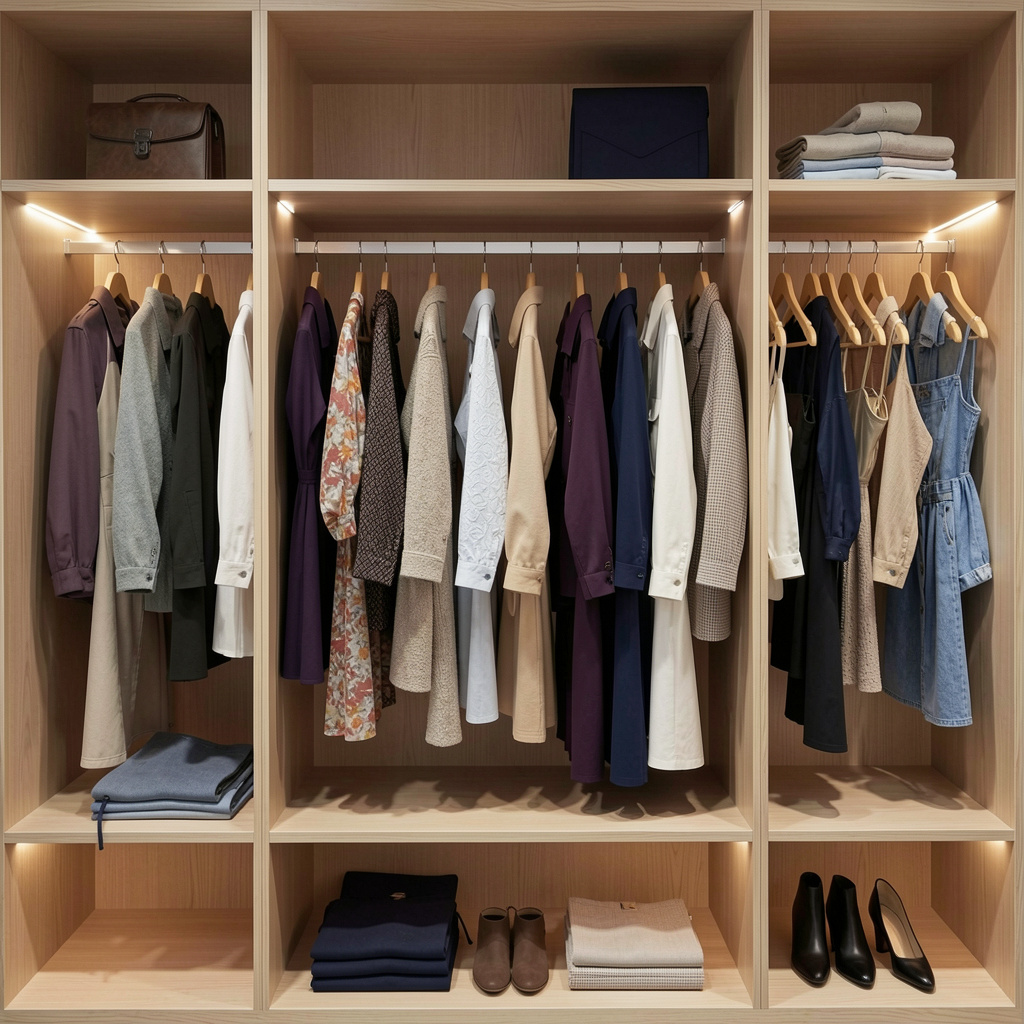 Ivory Wardrob Designwith Open Shelves